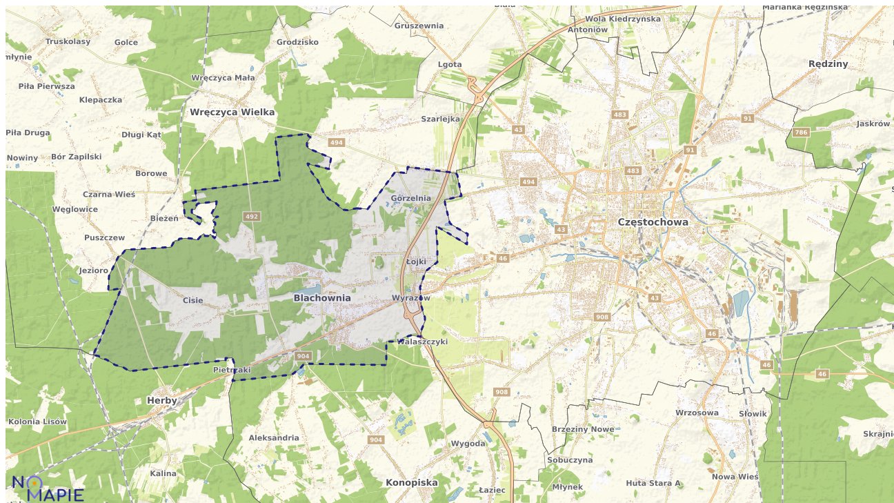 Mapa obszarów ochrony przyrody Blachowni