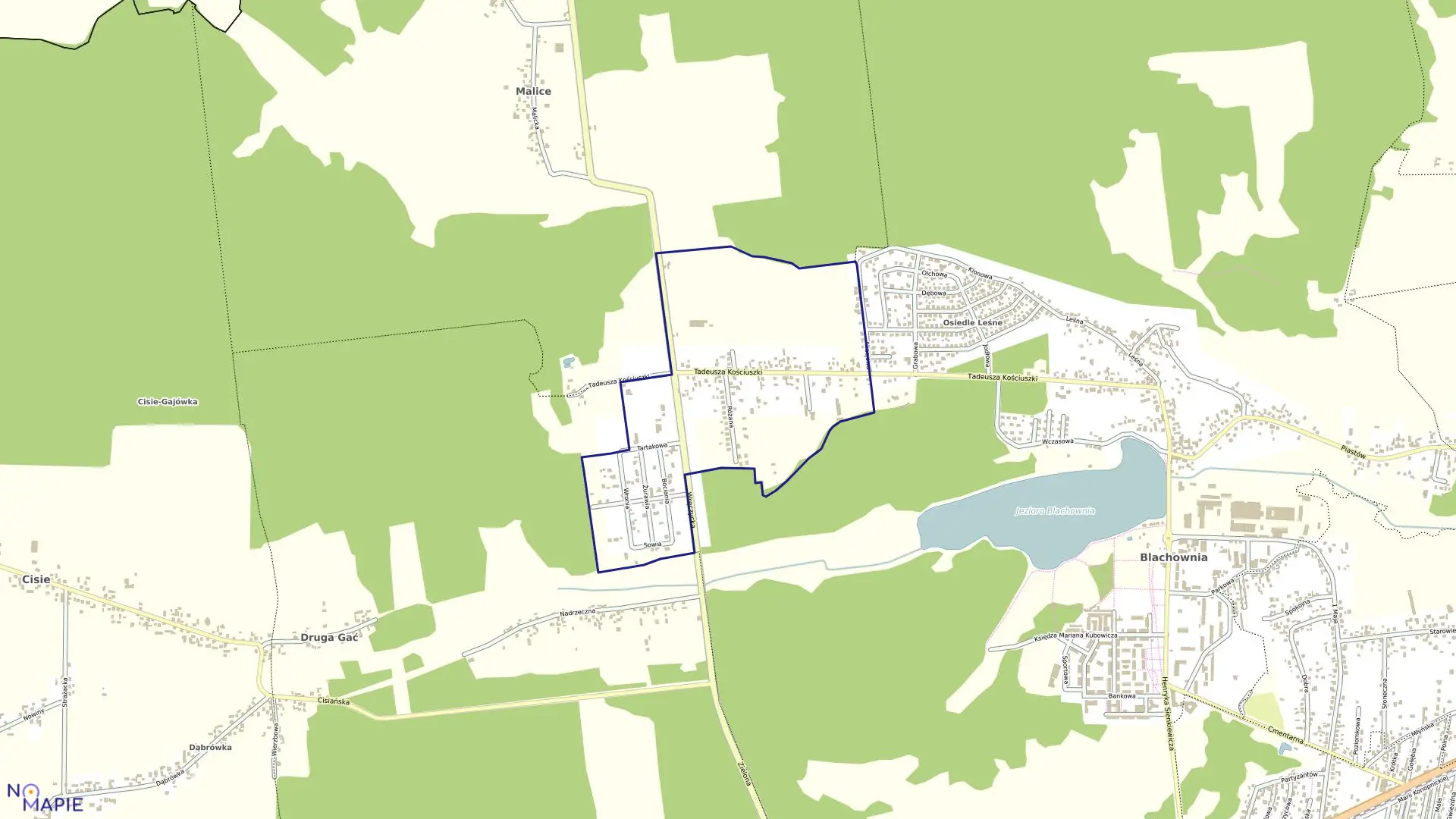 Mapa obrębu Błaszczyki	 w gminie Blachownia