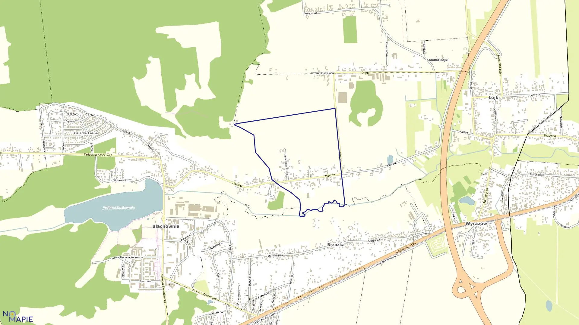Mapa obrębu Ottonów w gminie Blachownia